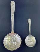 2 Kirk & Sons Repousse Sterling Silver Serving Spoons