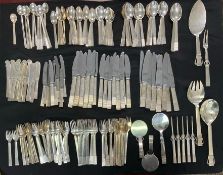 Exceptional Georg Jensen “Parallel” Pattern Sterling Silver Flatware Service 233 Pieces Total