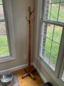 Antique Oak Coat Tree with 4 hangers