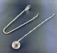 Handmade Sterling Silver Sugar Tongs with Handmade Sterling Silver Candle Snuffer