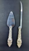 Sterling Silver Hollow Handled Tomato Slicer and Hollow Handled Cheese Server, Both with SS Blades