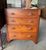 4 Drawer Eastlake Style Dresser with Carved Pulls