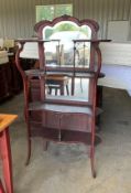 Antique Mahogany Victorian Style Etarge with Central Bevelled Mirror and 3 Shelves