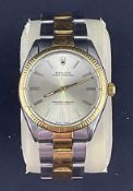 Men's Rolex Oyster Perpetual 34mm with 14k Yellow Gold Bezel and 14k Yellow Gold and SS Band
