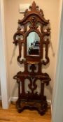 Antique Eastlake Victorian Walnut Hall Tree with Umbrella Stand