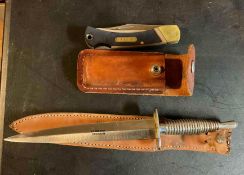 Schrade Old Timer Pocket Knife and Stiletto Fighting Knife