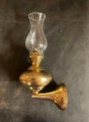 Brass Wall-Mounted/Desk-Top Oil Lamps with White Flush Mount Chandelier