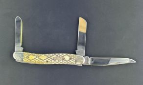 Case XX 3 Blade Medium Stockman with Rattlesnake Skin Bone Handle Model 6318