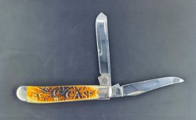 Vintage Case XX 2 Blade Folding Pocket Knife Model 6207 with Jigged Bone Handle