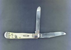 Case XX Trapper Pocket Knife with White Bone Handle Featuring 