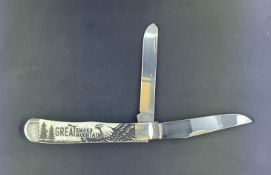 Case XX Trapper Knife with Smooth Bone Scrimshaw Handle Great Smokey Mountains Series Model 6254