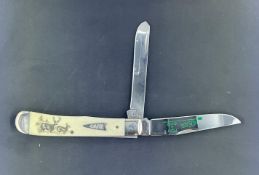 Case XX Fish and Game Series 2 Blade Pocket Knife with Smooth Bone Handle