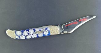 Case XX Christmas Snowflake Half Whittler Pocket Knife with Blue Bone Handle Model 61265L