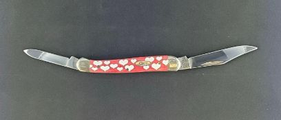 Case XX Texas Toothpick with Intricately Carved Hearts in the Red Handle Valentine's Day Edition