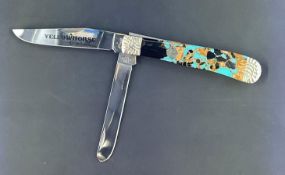 Case XX Brian Yellowhorse Custom-Designed Trapper Knife Model EX254 with Turquoise and Stone Handle