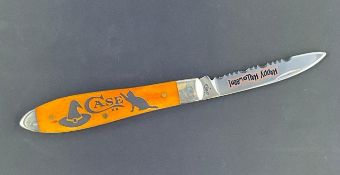 Case XX Halloween Smooth Persimmon Orange Bone Handled Tear Drop Jack Knife Model TB61028