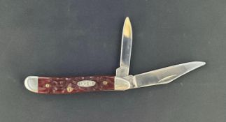 Case XX Small Trapper Knife Model 6220 with Jigged Synthetic Handle and Brass Bolsters