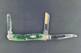 Case XX 3 Blade Trapper Pocket Knife with Kentucky Bluegrass Bone Handles