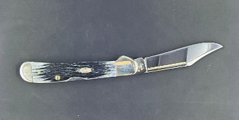 Case XX Mini Copper Lock Single Blade Pocket Knife with Jigged Buffalo Horn Handle