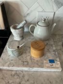 Marble Cutting Board with Mortar and Pestle
