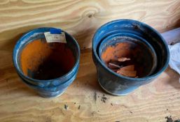 4 Painted Terra Cotta Planters
