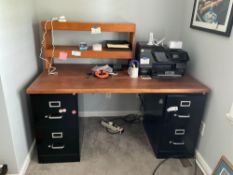 Solid Wood Top Desk with pair of File Cases