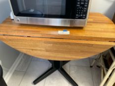 Drop Leaf Oak Table with Metal Base