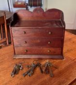 Small 3 Drawer Jewelry Chest with Skeleton Keys