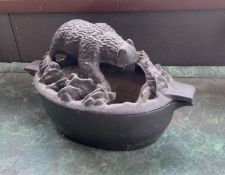 Cast Iron Bear Wood Stove Steamer