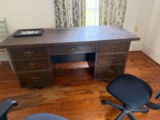 Large 7 Drawer Desk with 2 Swivel Chairs