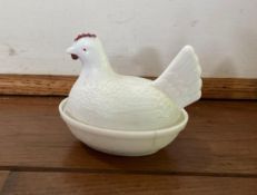 Milk Glass Hen on a Nest