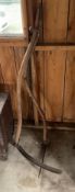 2 Wooden Handled Antique Scythes