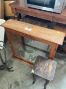 Display Cabinet, Wicker End Table and Small Stool
