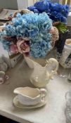 Ceramic Pitchers, Vase, and Gravy Boat