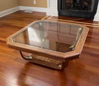Oak and Glass Hexagonal Coffee Table