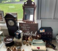 Group of Rustic Home Decor and Hearthside Clock Co. Miniature Grandfather Clock