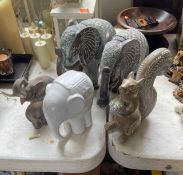 Elephants and Squirrel Figurines