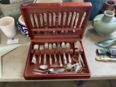 Silverplate Flatware Set in Wooden Storage Case