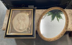 Vintage 3D Lady Cameo Portrait with 2 Wall Mirrors