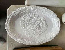 Ceramic Embossed Turkey Serving Platter