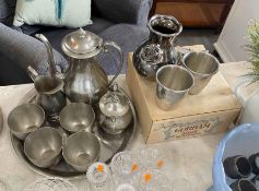 Assortment of Pewter and Metal Serving and Decorative Items