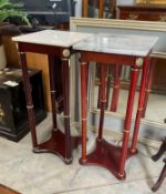 2 Marble Top Plant Stands