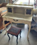 Vintage French Provincial Style Vanity Table with Stool
