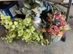 Planters and Vase with Faux Flowers