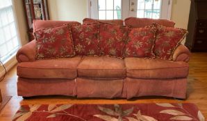 Large Upholstered Sofa with Throw Pillows