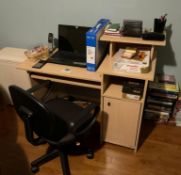 Computer Desk with Chair and Contents