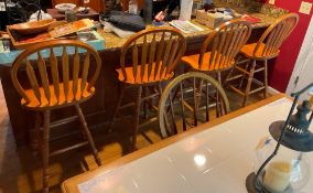 4 Matching Counter-Height Wooden Swivel Stools