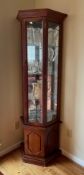 Traditional Half-Octagon Wood and Glass Curio Cabinet