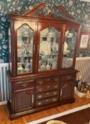 Traditional Lighted China Cabinet with Brass Hardware