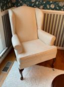 Damask Upholstered Wingback Chair